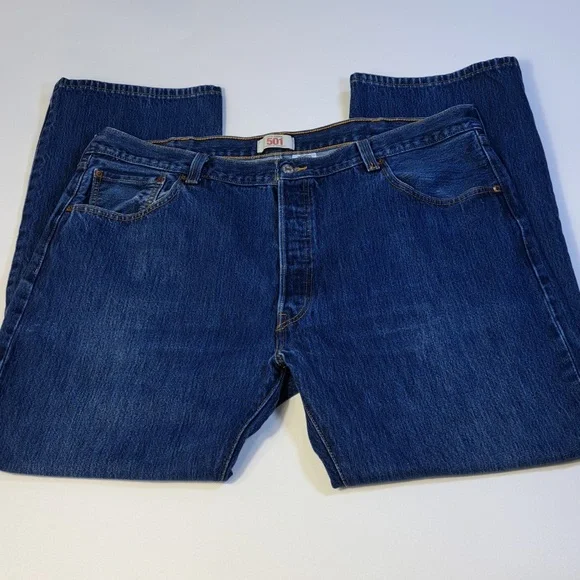 Levi's 501 Straight Leg Button Fly Blue Jeans Men's Size W41 L30 - Picture 6 of 16